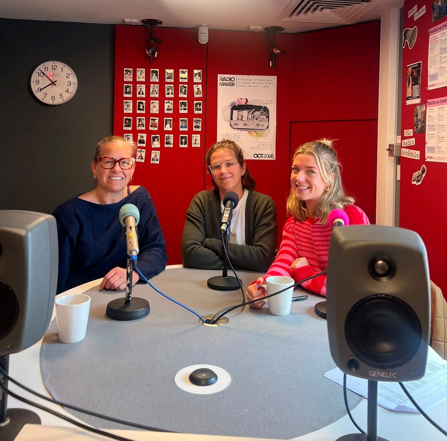 3 women in a radio recording studio